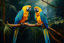 Parrot Macaw Oil Painting Printed On Canvas Home Art Wall Living Room Decor 07