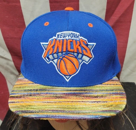 New York Knicks Hip Hop Sweater Print Brim Mitchell & Ness Snapback Hat Cap NICE Cover