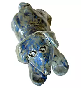 Folk Outsider Art Dog Sculpture 6.5" Studio Pottery Signed ♡J. Cute Animal MCM - Picture 1 of 11