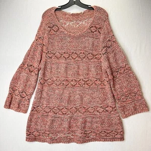Soft Surroundings Sweater 1X Tunic Open Knit Orange Boho Top Coastal Cowgirl - Picture 1 of 13