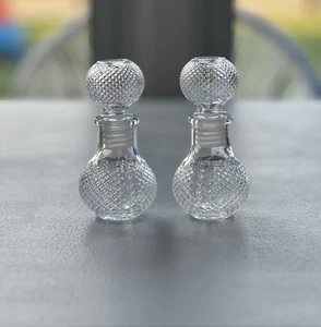 2pc  Vintage Clear Glass Decanter Mouthwash Bathroom Vanity Or Liquor Bar Top￼ - Picture 1 of 4