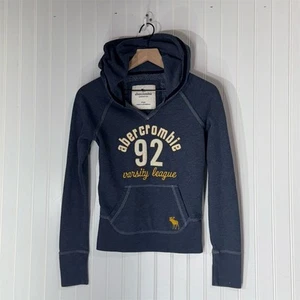 Abercrombie Varsity League 92 Navy Hoodie Youth Large Women’s XS-S Retro Y2K - Picture 1 of 7