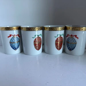 JUEGO DE 4 HUEVOS FABERGE BUFFET ORO GALERÍA REAL 1991 VACACIONES PASCUA O NAVIDAD - Imagen 1 de 4