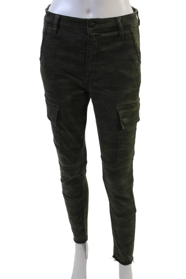 Pantalones de mezclilla Joes para mujer con cremallera tiro medio camuflaje flecos verde talla 26 Foto 1 de 4