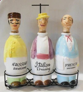 Nasco Japan 3er Set Salatdressing Krüge Französisch Italienisch & Russisch & Ständer - Bild 1 von 22