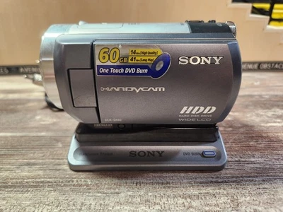 Sony DCR-SR47 HDD Silver 60GB 60x Optical Zoom Cam *GREAT WORKING NO BATTERY* - Image 1 of 4