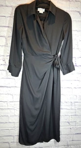 Calvin Klein Dress Women Size 2 Black Wrap Dress Long Sleeve Knee Length - Bild 1 von 10
