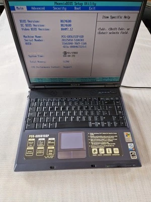 Vtg Retro Sony Vaio PCG-GRS615SP Model PCG-8K1M P4 2GHz 15" Laptop  Power On Tes - Image 1 of 4