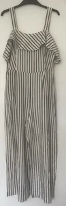 Navy & Off White Striped Jumpsuit By Roman Size 14 - Picture 1 of 5