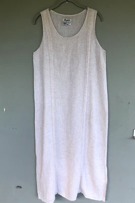 Vestido recto de lino para mujer S beige MIDI sin mangas neutro costero Lagenlook Foto 1 de 4