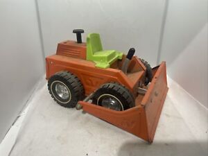 Vintage Nylint Pressed Steel Bulldozer Tractor Toy Yellow Green 9" Made in USA
