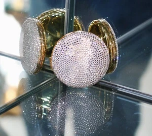 Judith Leiber Sparkly Clear Gold Swarovski Kristall Kompakt Spiegel Make-up Puder - Bild 1 von 9