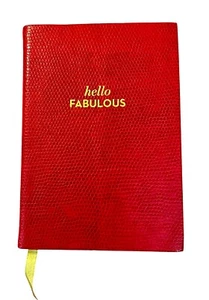 "Diario de cuero rojo Hello Fabulous cubierta en relieve sin forro borde dorado 6""x4""" - Imagen 1 de 15