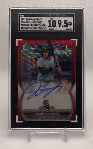 Bowman Draft 2023 cromo Jacob Gonzalez 1st Bowman Red Wave/5 SGC 9,5 automático 10 - Imagen 1 de 3