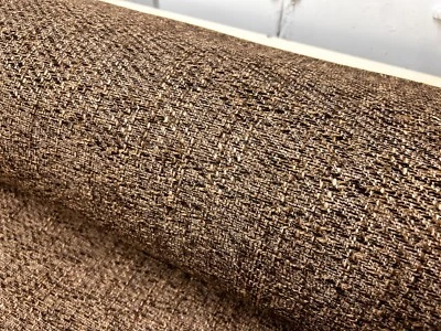 Tweed upholstery fabric brown textured material 140cms wide camper van interiors - Image 1 of 4