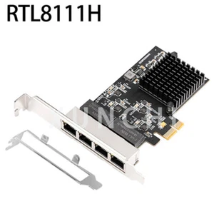 Tarjeta LAN de red etherente PCI Express 4 x RJ45 1G Gigabit 2500 Mbps 8111H chips - Imagen 1 de 5