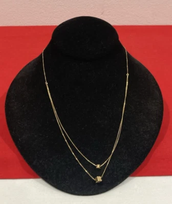 Vintage RL 14k Solid Yellow Gold Signed Layered Cube Pendant Box Chain Necklace - Image 1 of 4