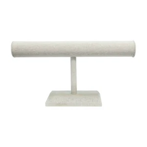 12x6 Beige Linen Wrapped Oval Single Round T-Bar Jewelry Display Watches Holder - Picture 1 of 3