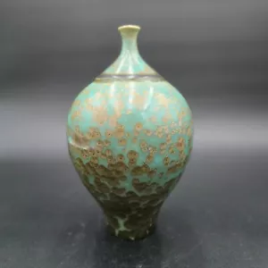 Chris Taylor Crystalline Glaze Vase Studio Art Pottery Signed Green 9" Handmade - Picture 1 of 13