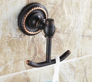 Abrigo de baño de bronce frotado con aceite bata sombrero ropa toalla ganchos dobles percha de pared - Imagen 1 de 7