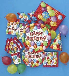 Birthday Party Tableware Decorations Balloon Design, Invites Banners & Loot Bags - Picture 1 of 5
