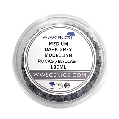 WWScenics Medium Grade Dark Grey Ballast 180ml Tub | Model Railway Ballast Train - Image 1 of 4