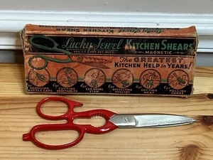 Vintage Lucky Jewel USA Utility Kitchen Shears Cutlery Scissors Opener IOB - Picture 1 of 12