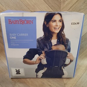 Baby Bjorn Baby Carrier ONE Denim Grey/Dark Grey Cotton 0-3 Years 8-33lb Babies - Picture 1 of 14