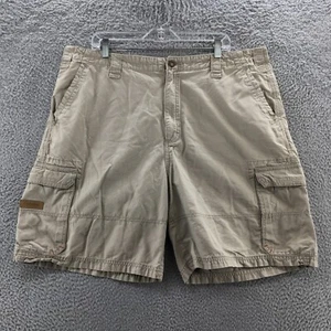 Cabelas Cargo Shorts Mens 42 (actual 42x9) Beige Cotton High Rise Zip Fly Casual - Picture 1 of 20
