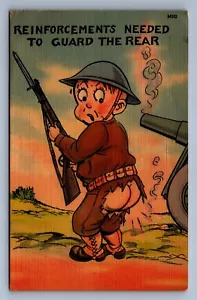 Postcard Vtg Comic Cartoon Humor Reinforcements Needed To Guard Rear - Picture 1 of 2