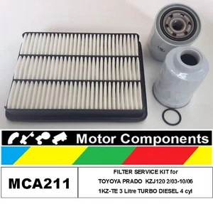 FILTER KIT OIL AIR FUEL for TOYOTA PRADO KZJ120R 1KZ-TE 3L TURBO DIESEL 03-06 - Picture 1 of 3