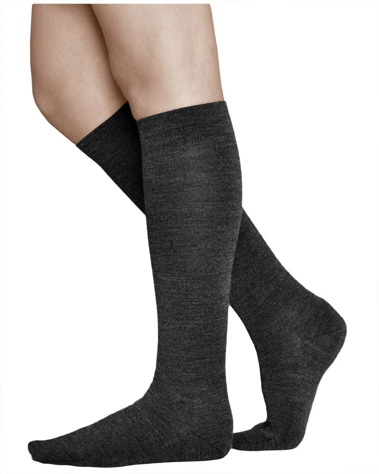 Chaussette haute femme LAINE MERINOS, chaude mi bas longue noire grise, VITSOCKS