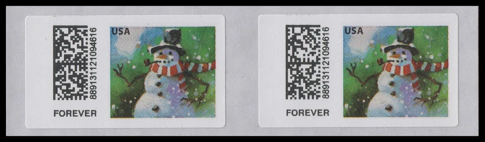 US CVP113 Snow Globes Snowman Kiosk ATM F horz pair MNH 2023 - Image 1 of 1