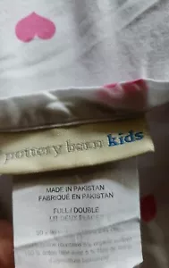 Hoja plana corazón rosa Pottery Barn para niños algodón orgánico completo/doble - Imagen 1 de 2