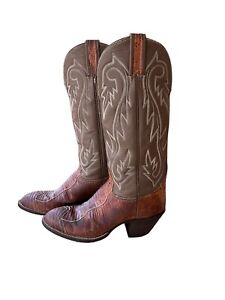 Hondo Lizard Leather Cowboy Boots Western 6.5 C Brown