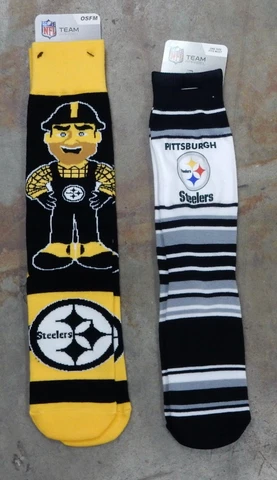 2 Pack NFL Pittsburgh Steelers Socks Gift Mascot Madness Mas Stripes Steeley MC Cover