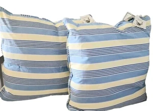 NEWPORT Yellow And Blue Stripe Pillows Duck Feather Fill Decorative Pillow Beach - Picture 1 of 7