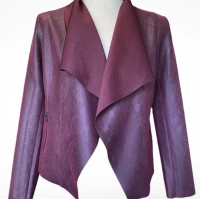 Mujer 3XL Cárdigan Abierto Abrigo Chaqueta Blazer Piel Serpiente Borgoña Imitación Cuero Foto 1 de 4