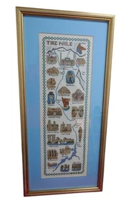 Egypt Tapestry Framed Brushed Gold Frame Collectable Egyptian Landmarks Craft - Picture 1 of 9