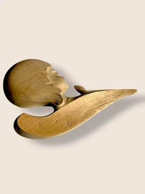 "Talla en madera Albert Nadeau original niña 8,5"" acabado natural firmado por artista" Foto 1 de 4