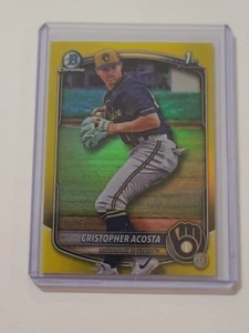 2025 Bowman Chrome Cristopher Acosta #BCP-176 1st Bowman Yellow 6/75 Brewers - Picture 1 of 2