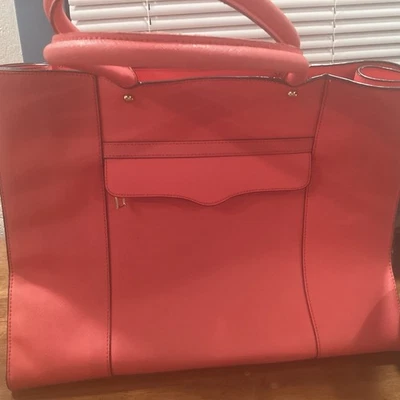 Rebecca Minkoff MAB Oil Malaga Pink Leather Tote Shoulder Satchel HandBag - Image 1 of 4