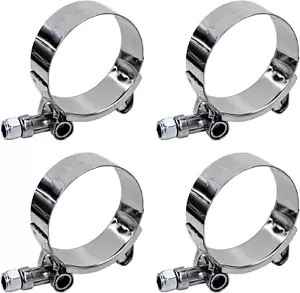 4PCS 1.5" T-Bolt Hose Clamps, Stainless Steel Adjustable 46Mm Radiator Clamps - Picture 1 of 12