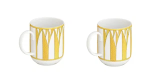 NEW HERMES SOLEIL D'HERMES NO. 2 PAIR OF MUGS #P046131P BRAND NIB FRENCH SAVE$$ - Picture 1 of 4