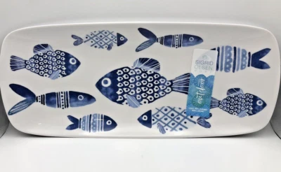 SIGRID OLSEN MELAMINA Escuela de Pescados (14,75 x 6,25") Bandeja para Servir Rectangular NUEVA Foto 1 de 4