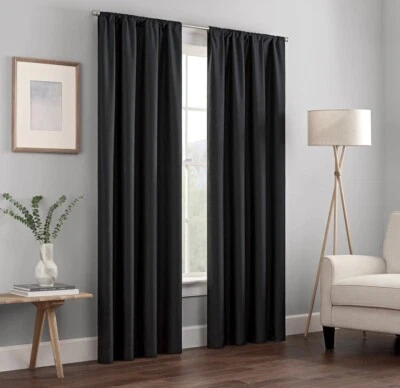 Eclipse Blackout One Rod Pocket Panel Thermaback Black 42'x95" NEW - Image 1 of 4