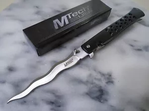 Mtech Assisted Open Black Kris Stiletto Pocket Knife Folding Dagger MT-A2042WB - Picture 1 of 8
