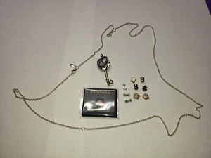 Pandora Floating Heart/Key Locket Necklace With Adjustable Chain Charms S925 ale - Photo 1/14