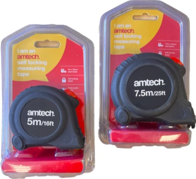 Measuring Tape - Self-Locking  - Push Button Recoil (Steel) 5M, 7.5M (Amtech) - Image 1 of 3