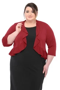 SleekTrends Women’s Elbow Sleeve Ruffled Bolero Jacket | Lace Shrug - Picture 1 of 25